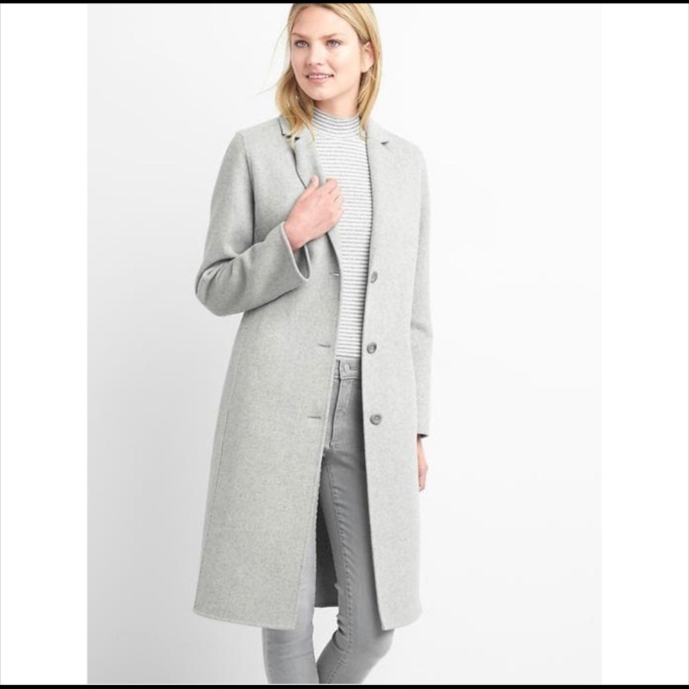 Gap gray knee-length cocoon coat